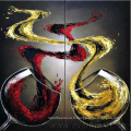Wall Art Wine Glasses Peinture à la main peinte à l&#39;huile pour décoration à la maison (XD2-041)